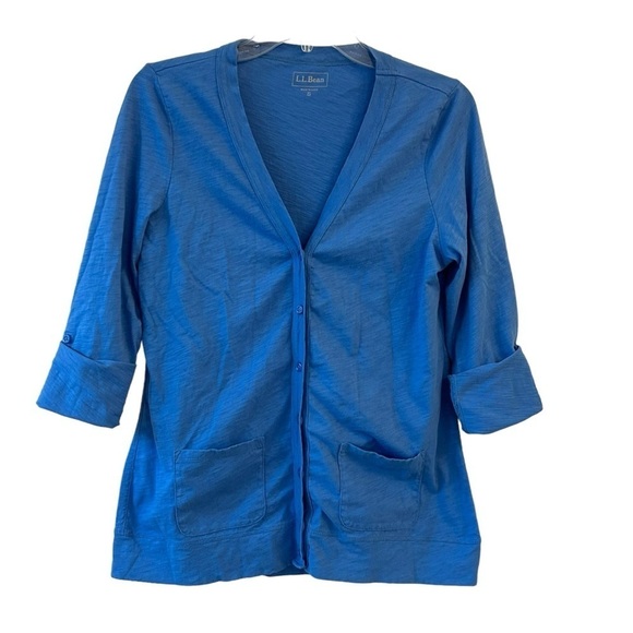 LL Bean Cardigan Cotton Blue Small 💙 - Picture 1 of 8